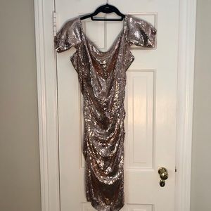 Blush sequin Nicole Miller cocktail dress